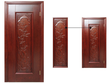实木雕花门-套装门-古典中式风格原木雕花门